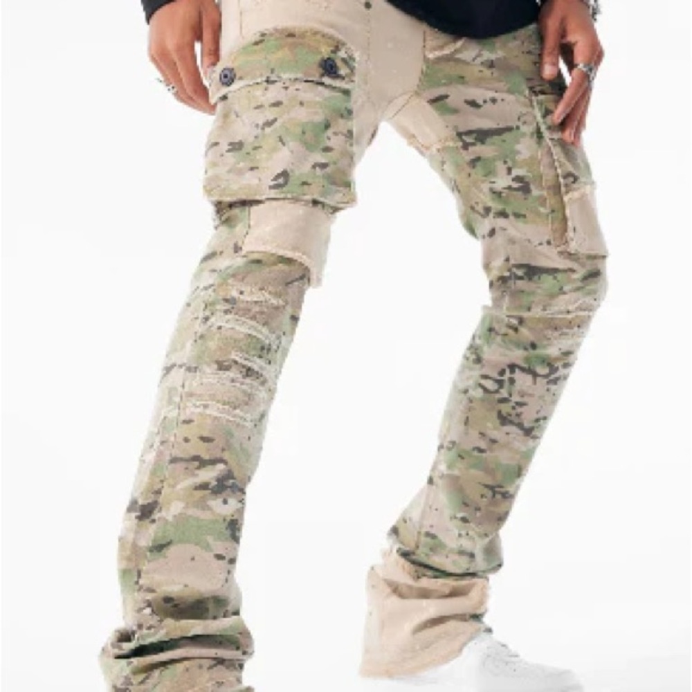 Jordan Craig Relaxed Green and Tan Jeans
